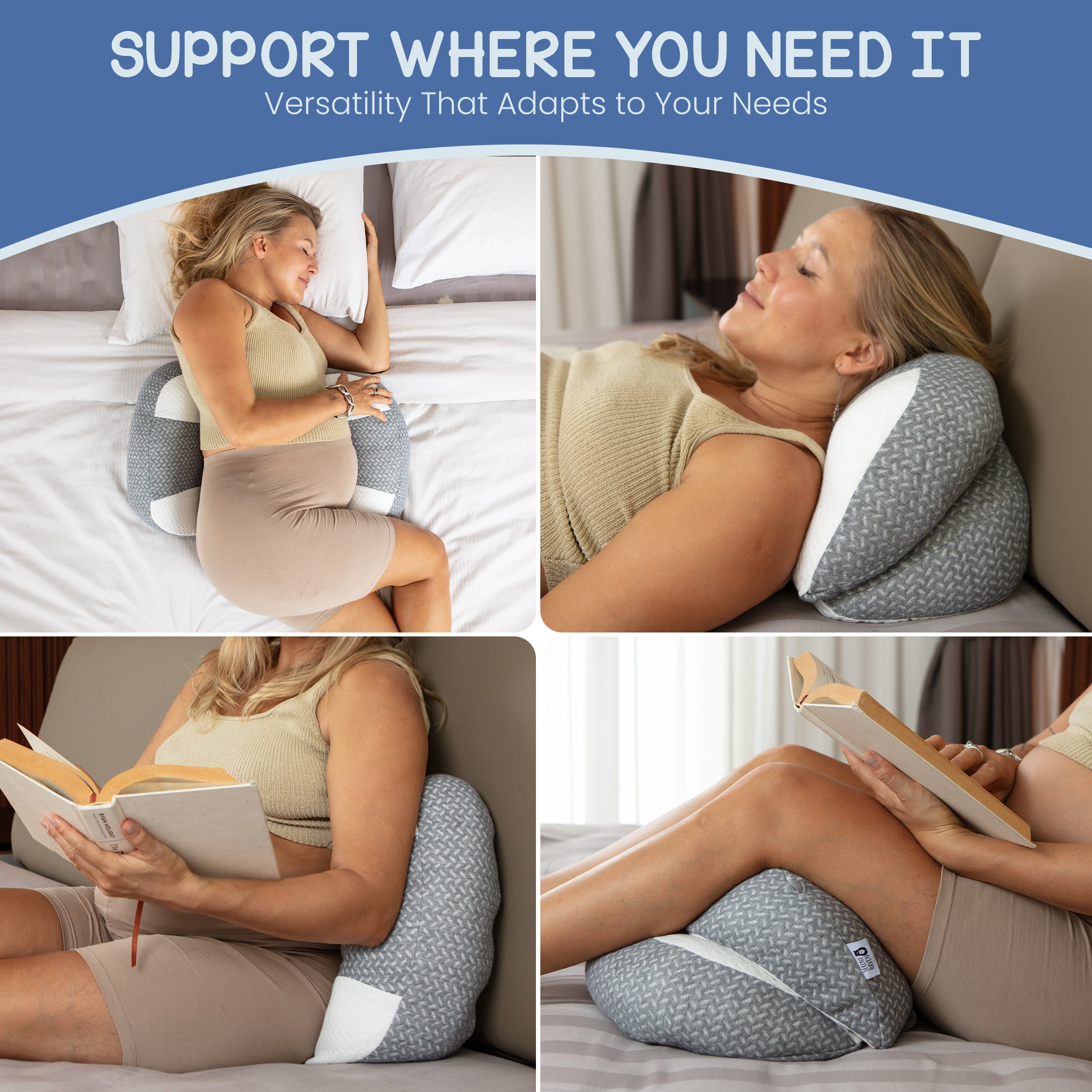 Comfortable and adjustable pillow for pregnant women, designed to reduce body strain